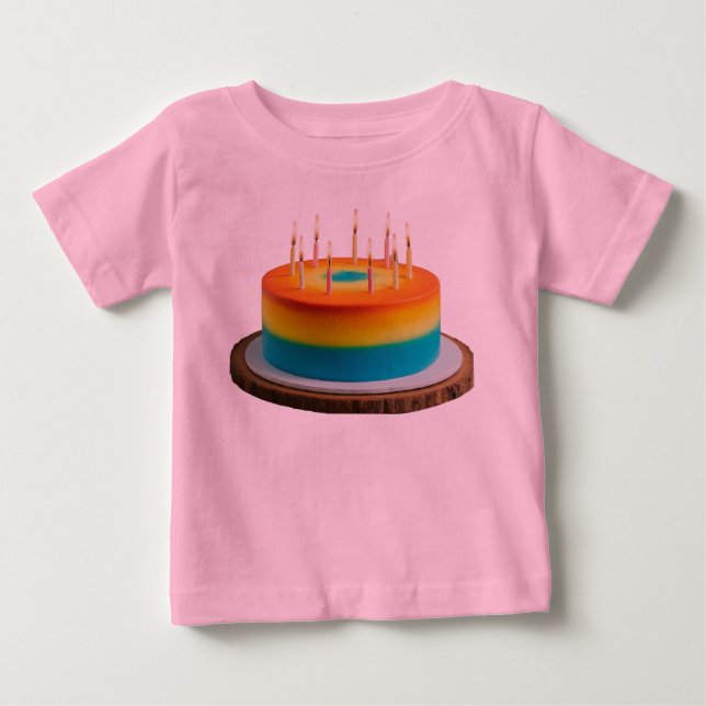 Baby Fine Jersey Birthday Cake T-shirt (Vorderseite)