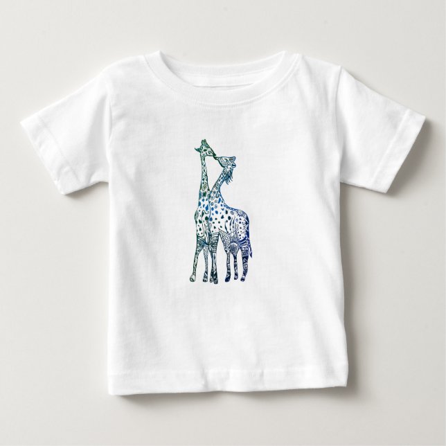 Baby Fine Jersey T - Shirt Sweet Giraffes Kiss (Vorderseite)