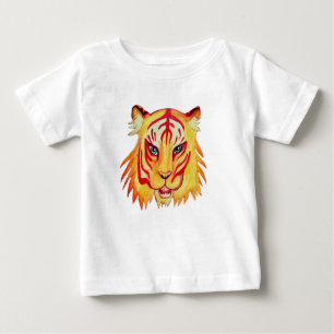 Baby Fine Jersey T - Shirt Tiger Zeichnend