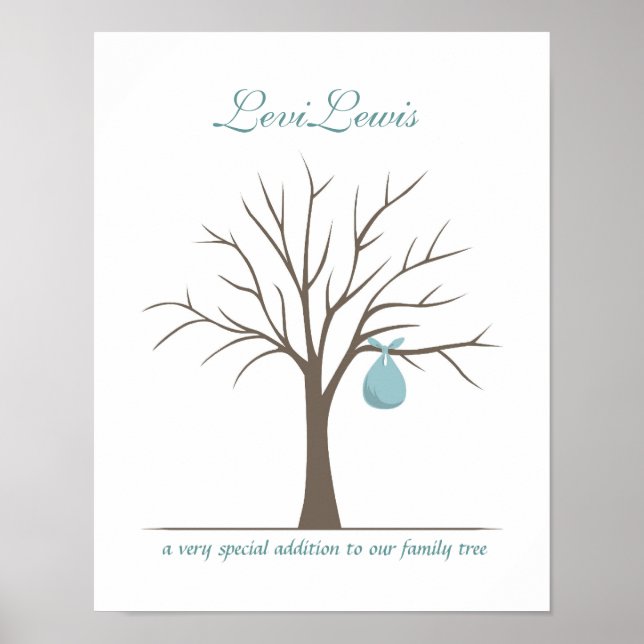 Baby Fingerprint Tree - Blue Poster (Vorne)