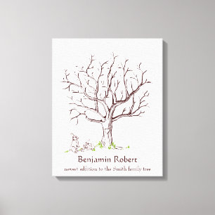 Baby Fingerprint Tree (Bunnies) Canvas Print Leinwanddruck