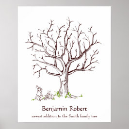 Baby Fingerprint Tree Poster (Bunnies)