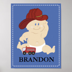 Baby FIRE FIGHTER Kinderzimmer Zimmer Art Print Ge Poster