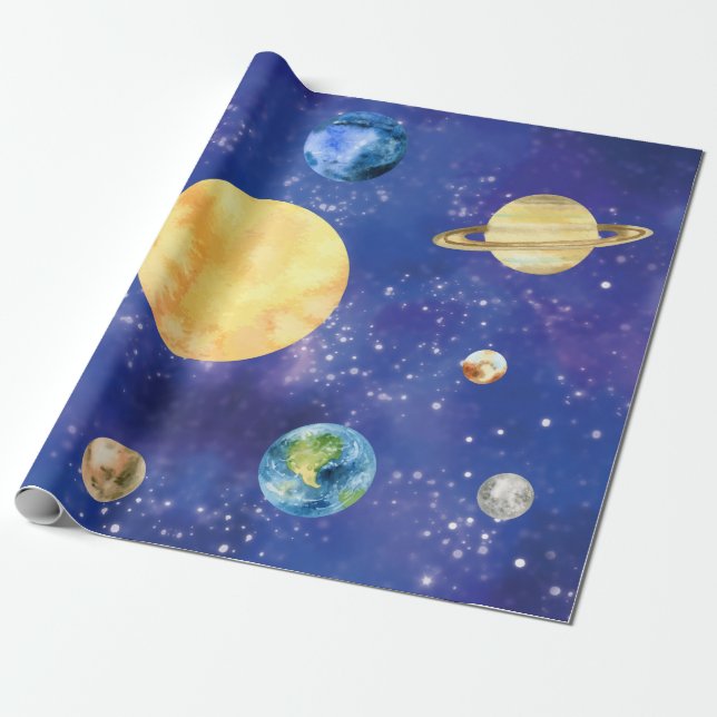 Baby First Birthday Party Space Wrapping Paper Geschenkpapier (Ungerollt)