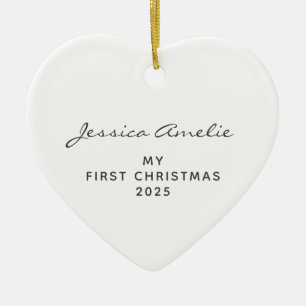 Baby First Christmas 2024 Personalisiertes Weißes  Keramik Ornament