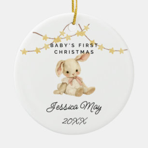 Baby First Christmas Animal Niedlich Baby Girl Rab Keramik Ornament