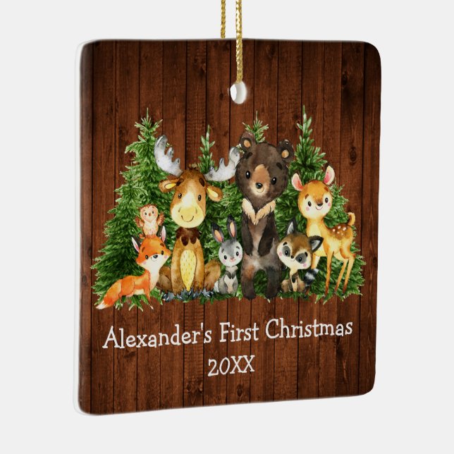 Baby First Christmas Animes Rustic - FOTO BACK Keramikornament (Rechts)