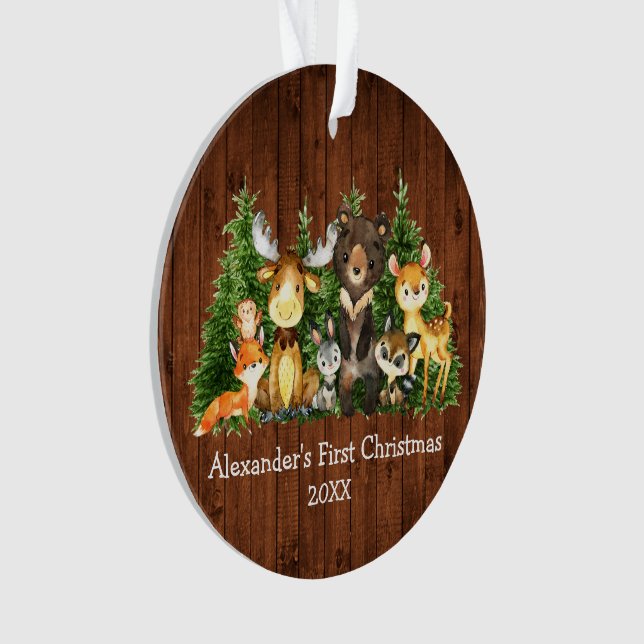 Baby First Christmas Animes Rustic - FOTO BACK Ornament (Vorderseite)