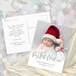 Baby First Christmas Birth Date Foto Overlay Feiertagspostkarte