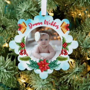 Baby First Christmas Blue Wine Ornament Karte