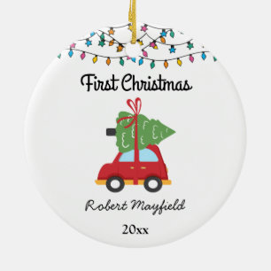 Baby First Christmas Car und Weihnachtsbaum 2022 Keramik Ornament