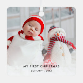 Baby First Christmas Custom Foto Name Year Ornament Aus Metall