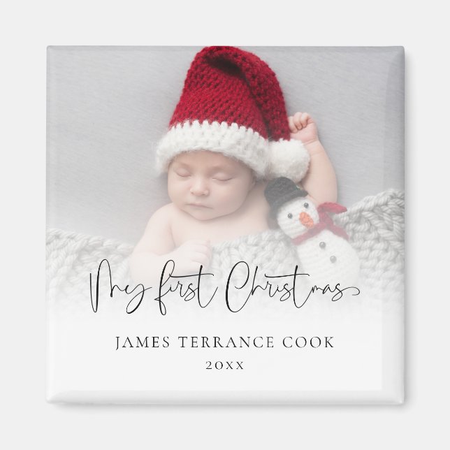 Baby First Christmas Custom Foto Overlay Magnet (Vorne)