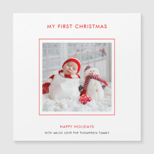 Baby First Christmas Custom Minimalistisch Holiday Magnetkarte