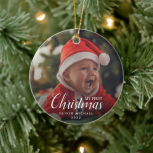 Baby First Christmas Elegantes Modernes Foto Keepa Keramik Ornament