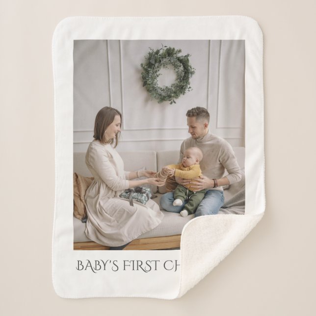 Baby First Christmas Family Foto Sherpadecke (Vorderseite)