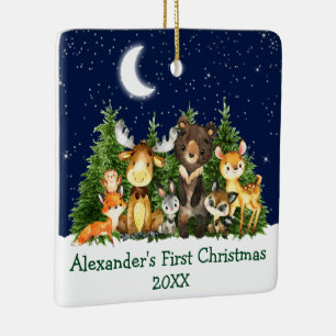 Baby First Christmas Forest Animes - FOTO BACK Keramikornament