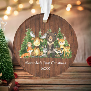 Baby First Christmas Forest Tiere Rustikal Ornament