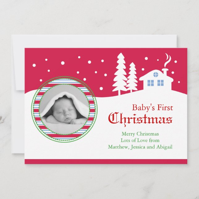 Baby First Christmas Foto Card Feiertagskarte (Vorderseite)