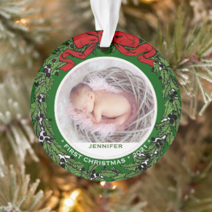 Baby First Christmas Foto Heiligenkranz Ornament