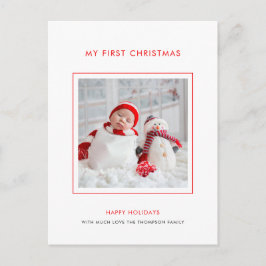Baby First Christmas Foto Minimalistisch Urlaub Postkarte