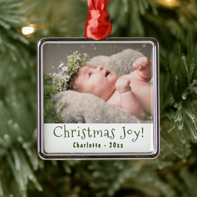 Baby First Christmas Foto Ornament Aus Metall (Baum)