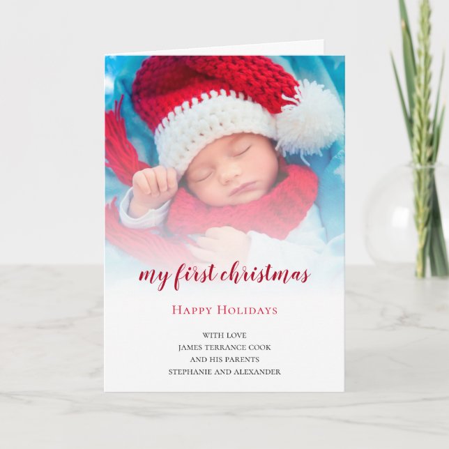 Baby First Christmas Foto Overlay Feiertagskarte (Vorderseite)
