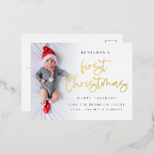 Baby First Christmas Foto Overlay Real Folien Feiertagspostkarte