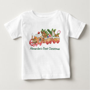 Baby First Christmas Gingerbrot Train Candy Baby T-shirt