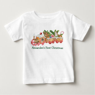Baby First Christmas Gingerbrot Train Candy T-shirt
