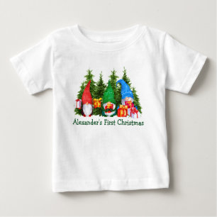 Baby First Christmas Gnomes Trees Baby T-shirt