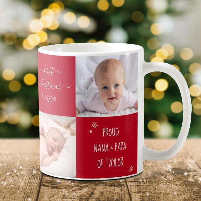Baby First Christmas Großeltern 4 Foto Custom Kaffeetasse (Von Creator hochgeladen)