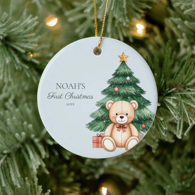 Baby First Christmas Keramik Ornament (Baum)