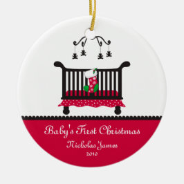 Baby First Christmas - Krippe und Weihnachts-Strum Keramik Ornament