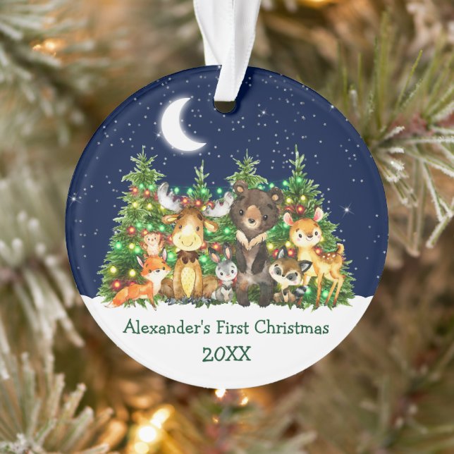 Baby First Christmas Lights Sky Forest Animes Ornament (Baum)