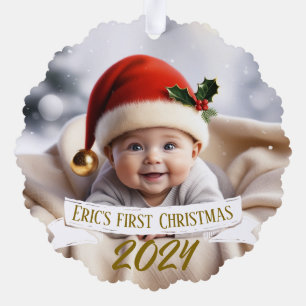Baby First Christmas Niedlich Fox Ornament Karte