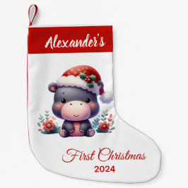 Baby First Christmas niedlich Hippo personalisiert Kleiner Weihnachtsstrumpf