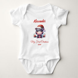 Baby First Christmas niedlich Hippo personalisiert Strampler