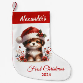 Baby First Christmas niedlich Hund personalisiert Kleiner Weihnachtsstrumpf
