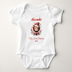 Baby First Christmas niedlich Lion personalisiert Strampler
