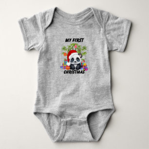 Baby First Christmas Niedlich Panda Bear Bodysuit Strampler