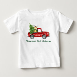 Baby First Christmas Red Truck Tree Elche T-shirt