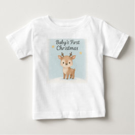 Baby first christmas reindeer cute festive family t-shirt
