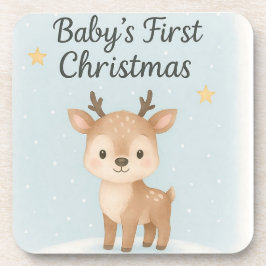 Baby first Christmas reindeer cute festive nursery Getränkeuntersetzer