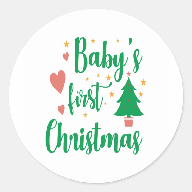 Baby First Christmas Runder Aufkleber (Vorderseite)