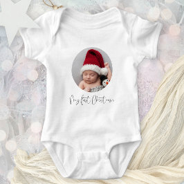 Baby First Christmas Script Custom Circle Foto Strampler