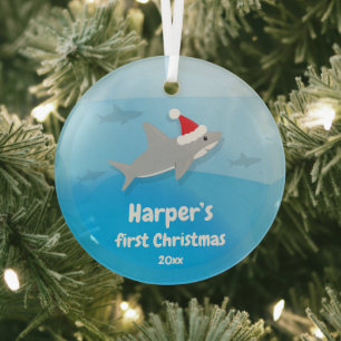 Baby First Christmas Shark Glass Ornament Aus Glas