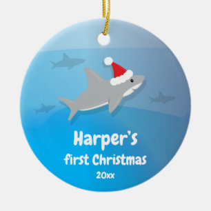 Baby First Christmas Shark Keramik Ornament