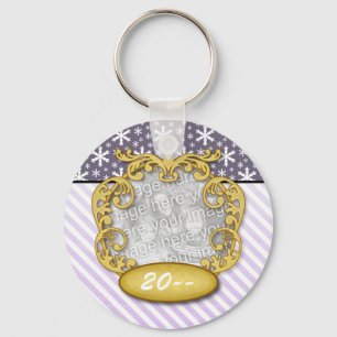 Baby First Christmas Snowflake Strip Purples Schlüsselanhänger