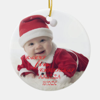 Baby First Christmas Snowflakes Stylish Chic Photo Keramik Ornament